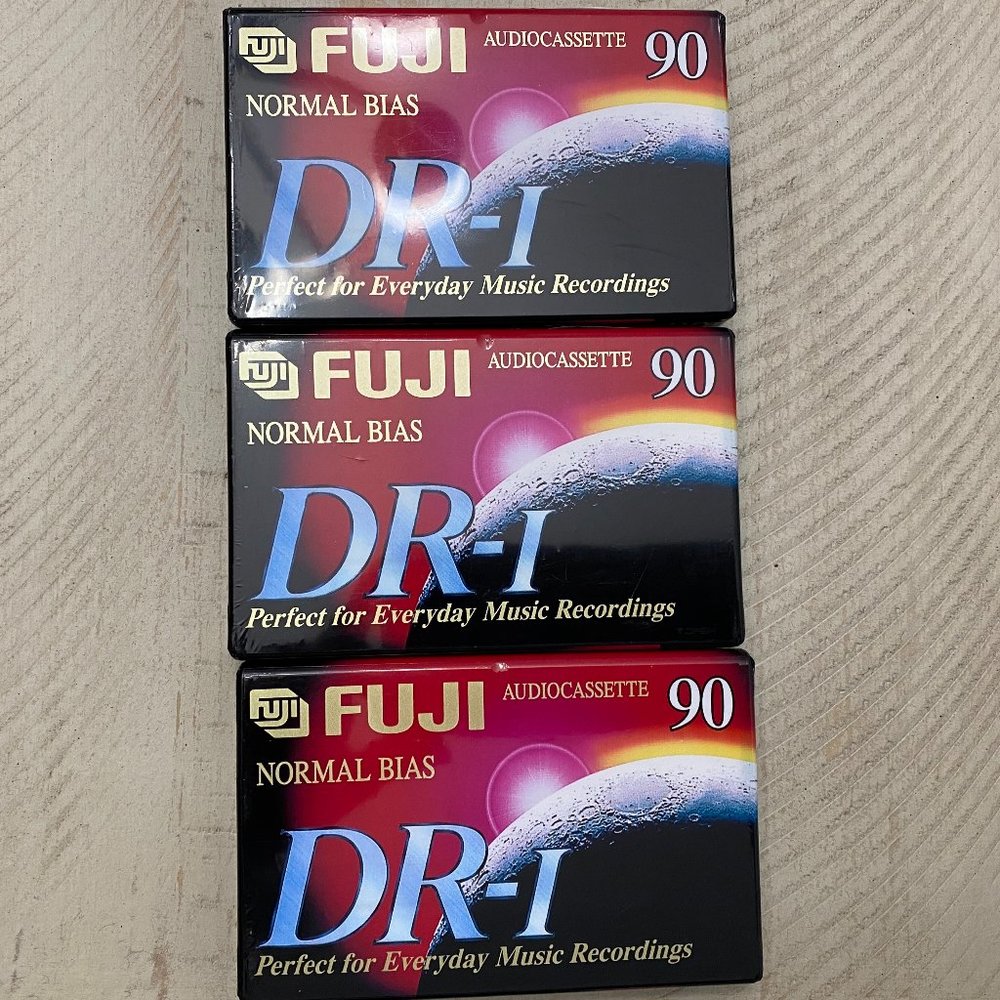 FUGI Normal Bias DR-1 Blank Audio Cassette Tapes 90 Min 3-Pack- NEW Sealed
